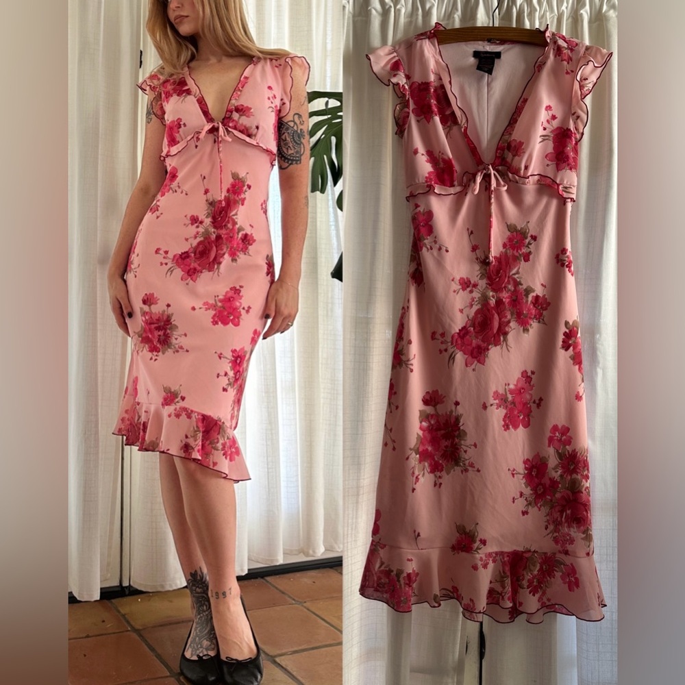 Vintage y2k romantic ruffle floral dress by speechless